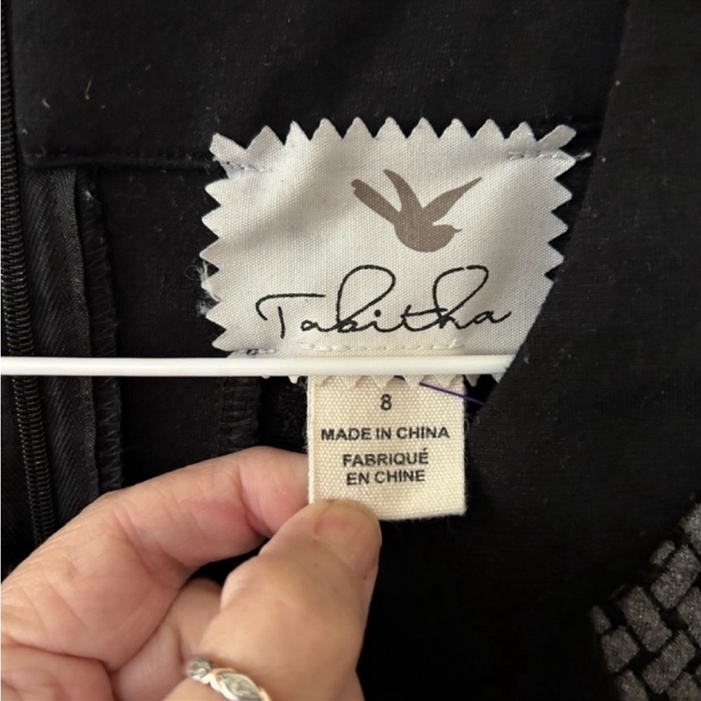 Anthropologie's Tabitha Black Gray Herringbone Te… - image 2